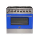 FORNO Galiano 36" 5.36 cu. ft. Dual Fuel Range with 6 Italian Burners in Blue, FFSGS6156-36BLU