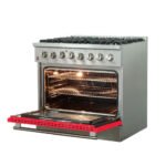 FORNO Galiano 36" 5.36 cu. ft. Dual Fuel Range with 6 Italian Burners in Red, FFSGS6156-36RED - Image 4