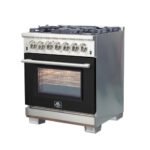 FORNO Capriasca 30" 4.32 cu. ft. Dual Fuel Range with 5 Italian Burners in Black, FFSGS6187-30BLK - Image 3