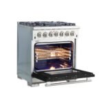 FORNO Capriasca 30" 4.32 cu. ft. Dual Fuel Range with 5 Italian Burners in Black, FFSGS6187-30BLK - Image 4