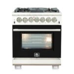 FORNO Capriasca 30" 4.32 cu. ft. Dual Fuel Range with 5 Italian Burners in Black, FFSGS6187-30BLK