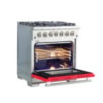 FORNO Capriasca 30" 4.32 cu. ft. Dual Fuel Range with 5 Italian Burners in Red, FFSGS6187-30RED - Image 4