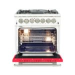FORNO Capriasca 30" 4.32 cu. ft. Dual Fuel Range with 5 Italian Burners in Red, FFSGS6187-30RED - Image 2