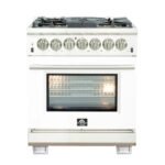 FORNO Capriasca 30" 4.32 cu. ft. Dual Fuel Range with 5 Italian Burners in White, FFSGS6187-30WHT
