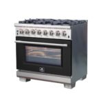 FORNO Capriasca 36" 5.36 cu. ft. Dual Fuel Range with 6 Italian Burners in Black, FFSGS6187-36BLK - Image 3