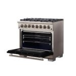 FORNO Capriasca 36" 5.36 cu. ft. Dual Fuel Range with 6 Italian Burners in Black, FFSGS6187-36BLK - Image 4