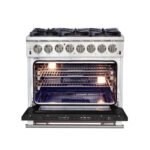 FORNO Capriasca 36" 5.36 cu. ft. Dual Fuel Range with 6 Italian Burners in Black, FFSGS6187-36BLK - Image 2