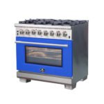 FORNO Capriasca 36" 5.36 cu. ft. Dual Fuel Range with 6 Italian Burners in Blue, FFSGS6187-36BLU - Image 3