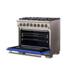 FORNO Capriasca 36" 5.36 cu. ft. Dual Fuel Range with 6 Italian Burners in Blue, FFSGS6187-36BLU - Image 4