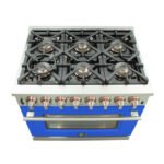 FORNO Capriasca 36" 5.36 cu. ft. Dual Fuel Range with 6 Italian Burners in Blue, FFSGS6187-36BLU - Image 6
