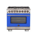 FORNO Capriasca 36" 5.36 cu. ft. Dual Fuel Range with 6 Italian Burners in Blue, FFSGS6187-36BLU
