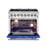 FORNO Capriasca 36" 5.36 cu. ft. Dual Fuel Range with 6 Italian Burners in Blue, FFSGS6187-36BLU - Image 2