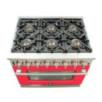 FORNO Capriasca 36" 5.36 cu. ft. Dual Fuel Range with 6 Italian Burners in Red, FFSGS6187-36RED - Image 6