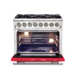 FORNO Capriasca 36" 5.36 cu. ft. Dual Fuel Range with 6 Italian Burners in Red, FFSGS6187-36RED - Image 2