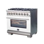 FORNO Capriasca 36" 5.36 cu. ft. Dual Fuel Range with 6 Italian Burners in White, FFSGS6187-36WHT - Image 4