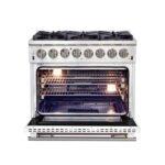 FORNO Capriasca 36" 5.36 cu. ft. Dual Fuel Range with 6 Italian Burners in White, FFSGS6187-36WHT - Image 2