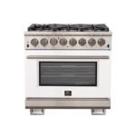 FORNO Capriasca 36" 5.36 cu. ft. Dual Fuel Range with 6 Italian Burners in White, FFSGS6187-36WHT