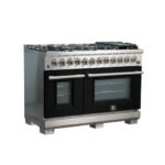 FORNO Capriasca 48" 6.58 cu. ft. Dual Fuel Range with 8 Italian Burners in Black, FFSGS6187-48BLK - Image 3