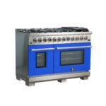 FORNO Capriasca 48" 6.58 cu. ft. Dual Fuel Range with 8 Italian Burners in Blue, FFSGS6187-48BLU - Image 3