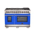 FORNO Capriasca 48" 6.58 cu. ft. Dual Fuel Range with 8 Italian Burners in Blue, FFSGS6187-48BLU