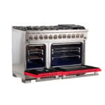 FORNO Capriasca 48" 6.58 cu. ft. Dual Fuel Range with 8 Italian Burners in Red, FFSGS6187-48RED - Image 4