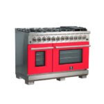 FORNO Capriasca 48" 6.58 cu. ft. Dual Fuel Range with 8 Italian Burners in Red, FFSGS6187-48RED - Image 3