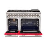 FORNO Capriasca 48" 6.58 cu. ft. Dual Fuel Range with 8 Italian Burners in Red, FFSGS6187-48RED - Image 2