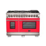 FORNO Capriasca 48" 6.58 cu. ft. Dual Fuel Range with 8 Italian Burners in Red, FFSGS6187-48RED