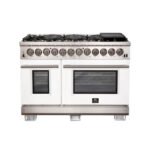 FORNO Capriasca 48" 6.58 cu. ft. Dual Fuel Range with 8 Italian Burners in White, FFSGS6187-48WHT