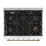 FORNO Antico 36" 4.5 cu. ft. Dual Fuel Range with 6 Sealed Burners in White with Antique Brass Accents, FFSGS6113-36WHT - Image 3