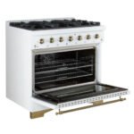 FORNO Antico 36" 4.5 cu. ft. Dual Fuel Range with 6 Sealed Burners in White with Antique Brass Accents, FFSGS6113-36WHT - Image 6