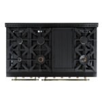 FORNO Antico 48" 5.5 cu. ft. Dual Fuel Range with 8 Sealed Burners and Griddle in Black with Antique Brass Accents, FFSGS6113-48BLK - Image 3