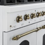 FORNO Antico 48" 5.5 cu. ft. Dual Fuel Range with 8 Sealed Burners and Griddle in White with Antique Brass Accents, FFSGS6113-48WHT - Image 2