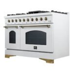 FORNO Antico 48" 5.5 cu. ft. Dual Fuel Range with 8 Sealed Burners and Griddle in White with Antique Brass Accents, FFSGS6113-48WHT - Image 10