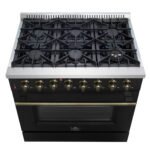 FORNO Galiano 36" 5.36 cu. ft. Dual Fuel Range with 6 Sealed Burners in Black with Antique Brass Accents, FFSGS6156-36BLK - Image 3