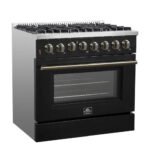 FORNO Galiano 36" 5.36 cu. ft. Dual Fuel Range with 6 Sealed Burners in Black with Antique Brass Accents, FFSGS6156-36BLK - Image 13
