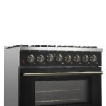 FORNO Galiano 36" 5.36 cu. ft. Dual Fuel Range with 6 Sealed Burners in Black with Antique Brass Accents, FFSGS6156-36BLK - Image 4