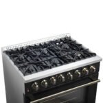 FORNO Galiano 36" 5.36 cu. ft. Dual Fuel Range with 6 Sealed Burners in Black with Antique Brass Accents, FFSGS6156-36BLK - Image 5