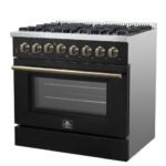FORNO Galiano 36" 5.36 cu. ft. Dual Fuel Range with 6 Sealed Burners in Black with Antique Brass Accents, FFSGS6156-36BLK - Image 9