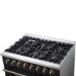 FORNO Galiano 36" 5.36 cu. ft. Dual Fuel Range with 6 Sealed Burners in Black with Antique Brass Accents, FFSGS6156-36BLK - Image 10