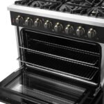 FORNO Galiano 36" 5.36 cu. ft. Dual Fuel Range with 6 Sealed Burners in Black with Antique Brass Accents, FFSGS6156-36BLK - Image 12