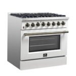 FORNO Galiano 36" 5.36 cu. ft. Dual Fuel Range with 6 Sealed Burners in White with Antique Brass Accents, FFSGS6156-36WHT - Image 14