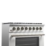 FORNO Galiano 36" 5.36 cu. ft. Dual Fuel Range with 6 Sealed Burners in White with Antique Brass Accents, FFSGS6156-36WHT - Image 3