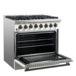 FORNO Galiano 36" 5.36 cu. ft. Dual Fuel Range with 6 Sealed Burners in White with Antique Brass Accents, FFSGS6156-36WHT - Image 6