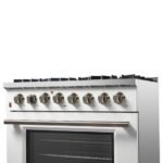 FORNO Galiano 36" 5.36 cu. ft. Dual Fuel Range with 6 Sealed Burners in White with Antique Brass Accents, FFSGS6156-36WHT - Image 10