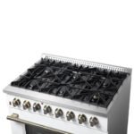 FORNO Galiano 36" 5.36 cu. ft. Dual Fuel Range with 6 Sealed Burners in White with Antique Brass Accents, FFSGS6156-36WHT - Image 11