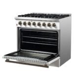 FORNO Galiano 36" 5.36 cu. ft. Dual Fuel Range with 6 Sealed Burners in White with Antique Brass Accents, FFSGS6156-36WHT - Image 12