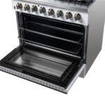 FORNO Galiano 36" 5.36 cu. ft. Dual Fuel Range with 6 Sealed Burners in White with Antique Brass Accents, FFSGS6156-36WHT - Image 13