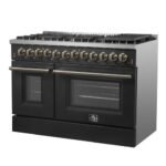 FORNO Galiano 48" 6.58 cu. ft. Dual Fuel Range with 8 Sealed Burners and Griddle in Black with Antique Brass Accents, FFSGS6156-48BLK - Image 12