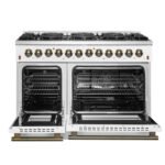 FORNO Galiano 48" 6.58 cu. ft. Dual Fuel Range with 8 Sealed Burners and Griddle in White with Antique Brass Accents, FFSGS6156-48WHT - Image 13